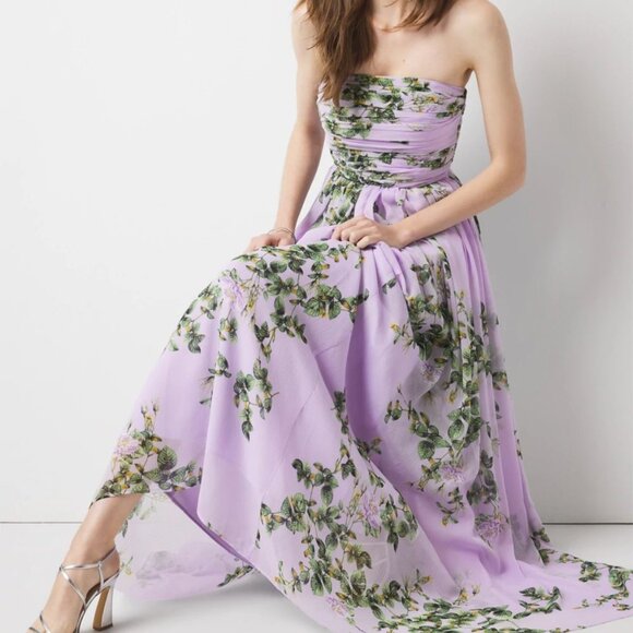 White House Black Market Dresses & Skirts - nwt WHITE HOUSE BLACK MARKET floral strapless chiffon maxi dress